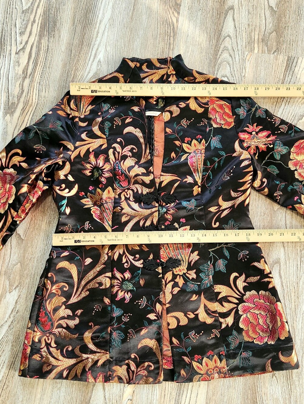 Soft Surroundings Moon Dynasty Satin Kimono Jacket Womens M Black Multi Brocade - Picture 14 of 15